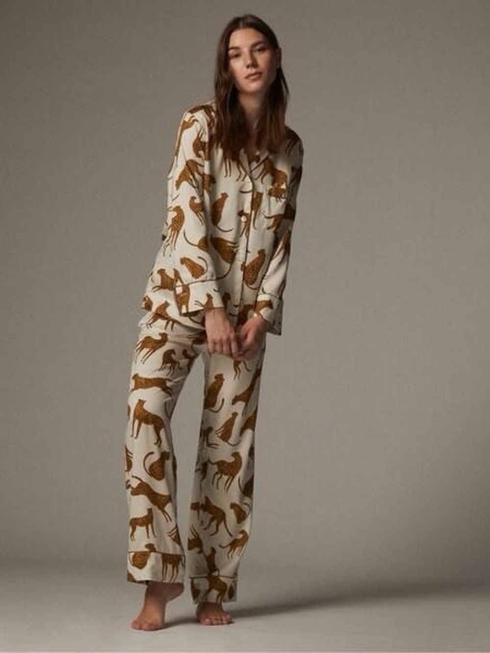 Pyjamas Medium cream & cougar print